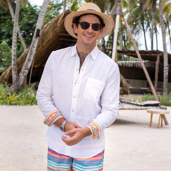 Kenny Flowers Other - KENNY FLOWERS 🆕‘THE RIVIERA’ ROLLUP LONG SLEEVE WHITE LINEN SHIRT. Size XXL.